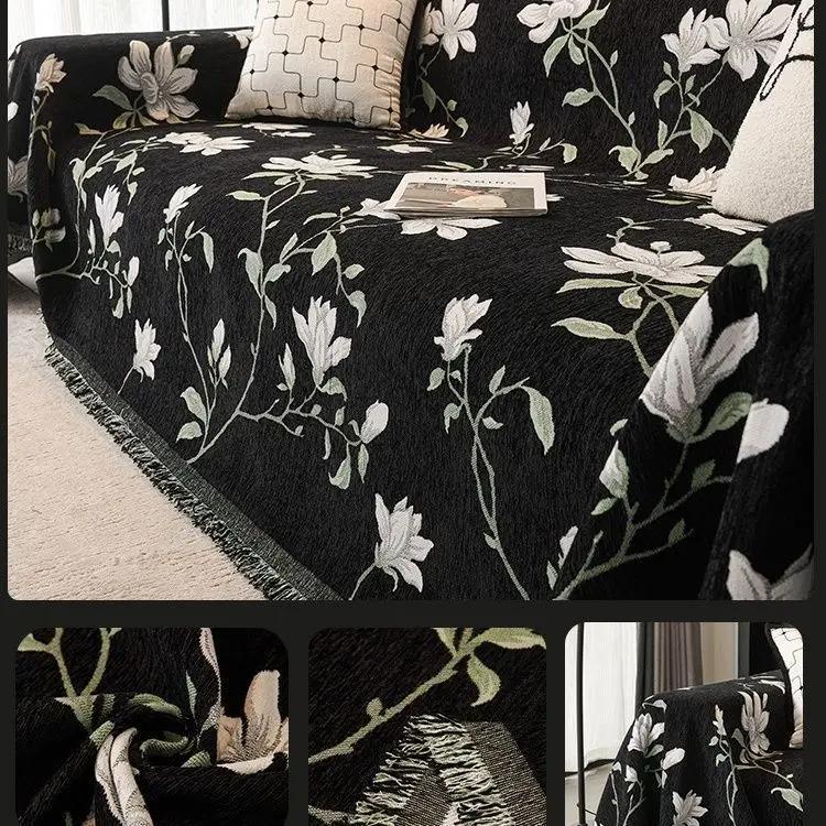 Vintage Chenille Jacquard Sofa Napkins Four Seasons Universal Senior Dust Cover Cloth One Piece Tassel Edge Comfort Nap Blanket