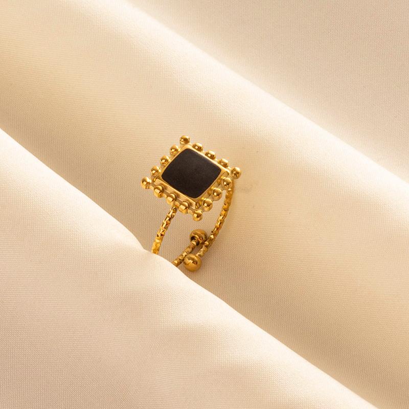 Balck Enamel Gold Plated Heart Fire Evil Eye Stainless Steel Ring Vintage Finger Jewelry Sun Moon Star Rings For Women Men Bague