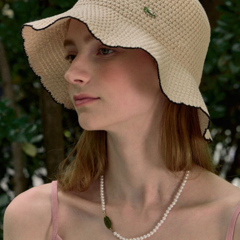 NONLOCAL Olivia Summer Knitted Bucket Hat - Light Beige
