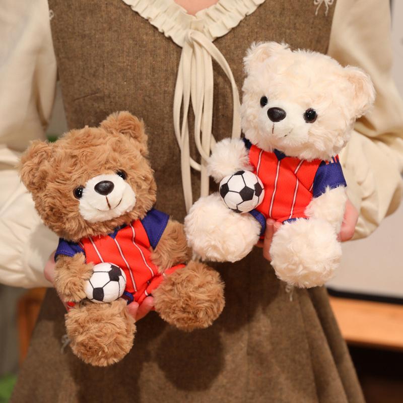16/23cm Football Game Plush Teddy Bear Sitting Doll Dressed White Brown Countries Cartoon Animal Mascot Souvenir Plushie Gift
