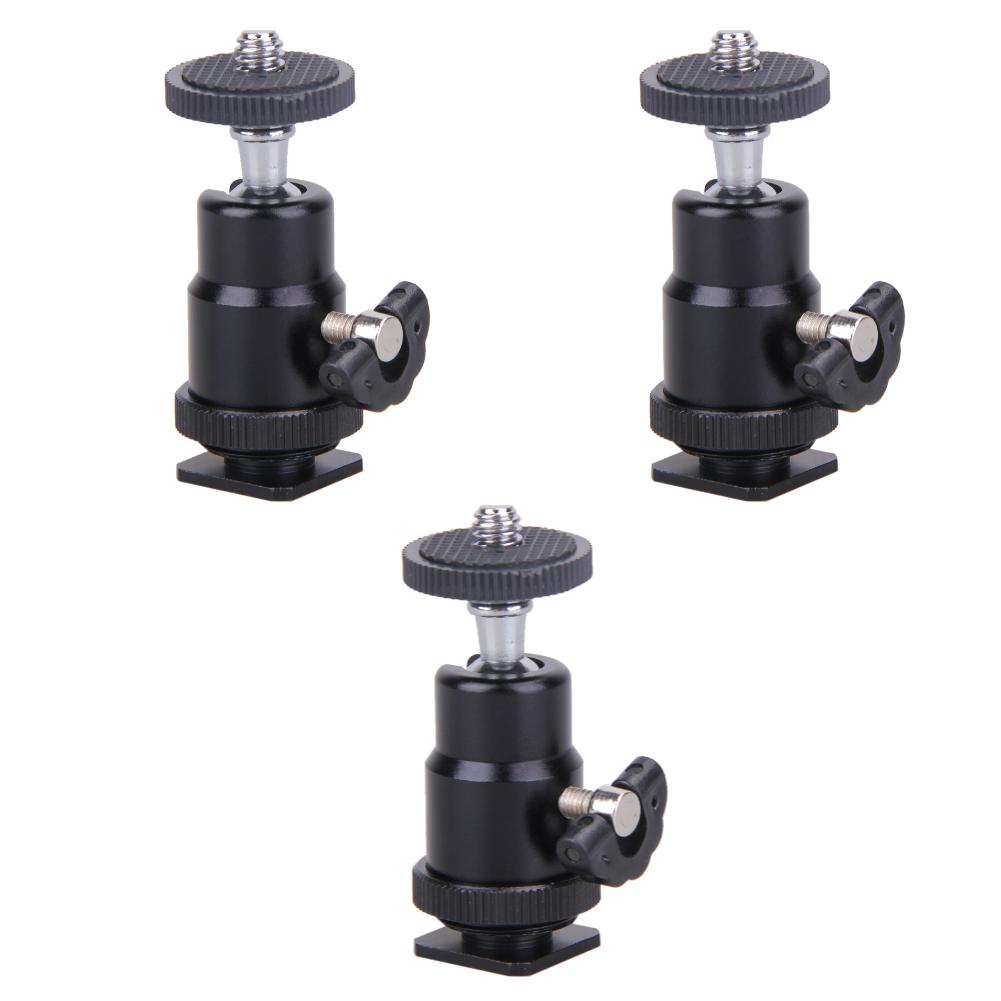 1/4" Swivel Mini Ball Head For Camera Tripod LED Light Flash Tripod Bracket Holder Mount 1/4 Hot Shoe Adapter for Canon Nikon