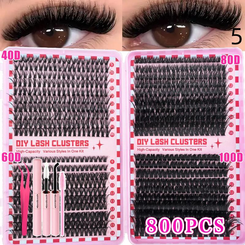 Lash Bond Asend Seal Eyelash Clusters Lasting Double-Ended Fixed Eyelash Glue Remover Tweezers Kit Eyelash Curler Brush Kit Tool