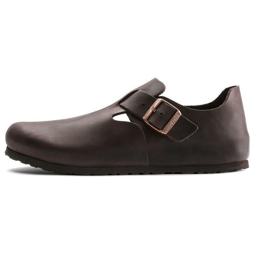 Birkenstock London Leather Soft Thick Sole Comfortable Breathable Buckle Casual Shoes Women Shoes Dark-Brown 0166533 37