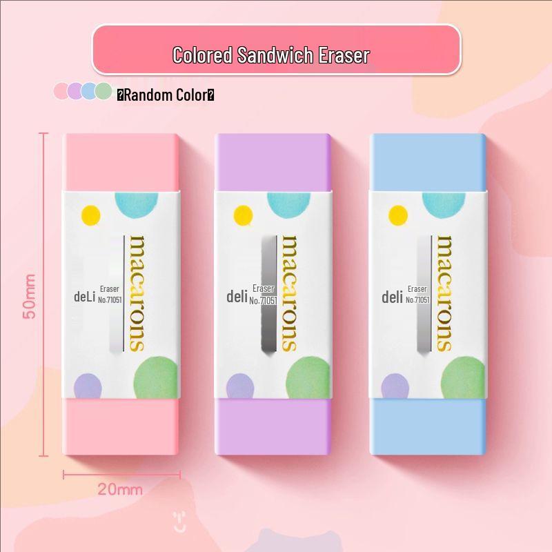 Deli Macaron-Farbe Sandwich-Radiergummi - Einfaches, sauberes Radieren für Schüler und Kinder