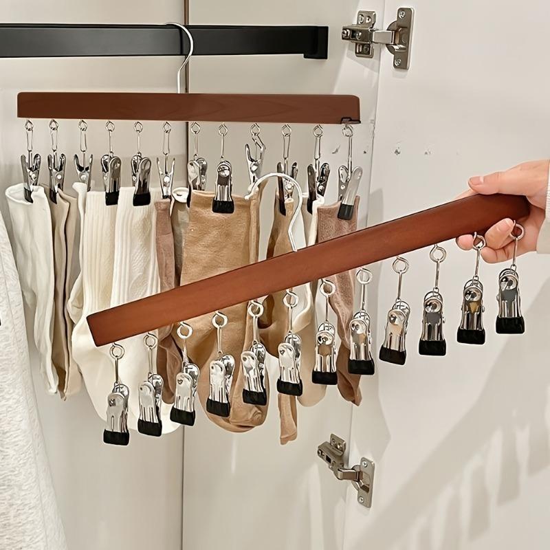 2 Pack Clip-on Trouser Hangers Specifically Design for Wardrobe Organizer 12 Pairs Trousers Jeans Hats Shorts Socks Saving Space