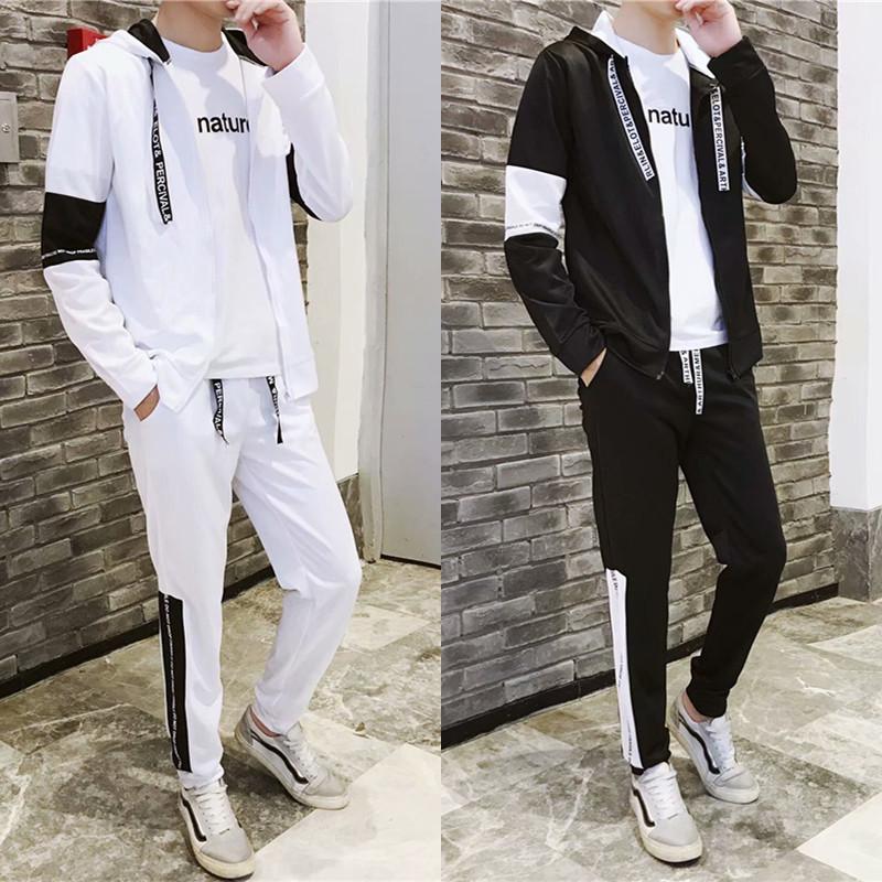 2019 Autumn Men's Two-Piece Set: Japanese Korean Style Hoodie & Sports Jacket