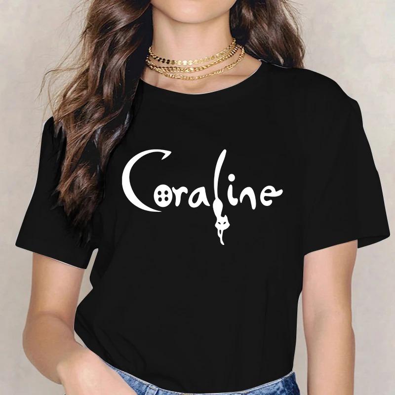 Maglietta Horror di Moda Bambola Coraline Sogni Maglietta Y2k Donna Vintage Gotica Magliette Grafiche di Halloween Abbigliamento