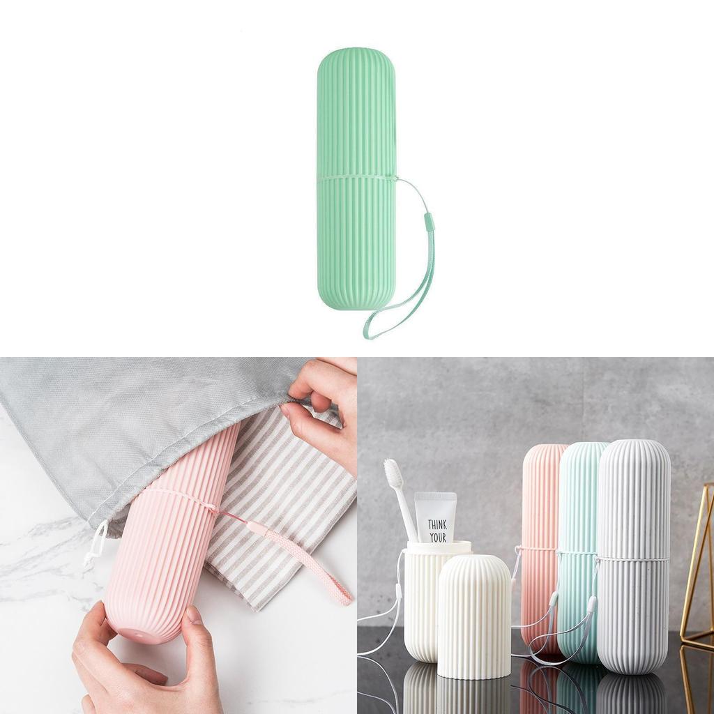 Portable Travel Toothbrush Holder With Storage And Nopunch Design For Home And Trip Use