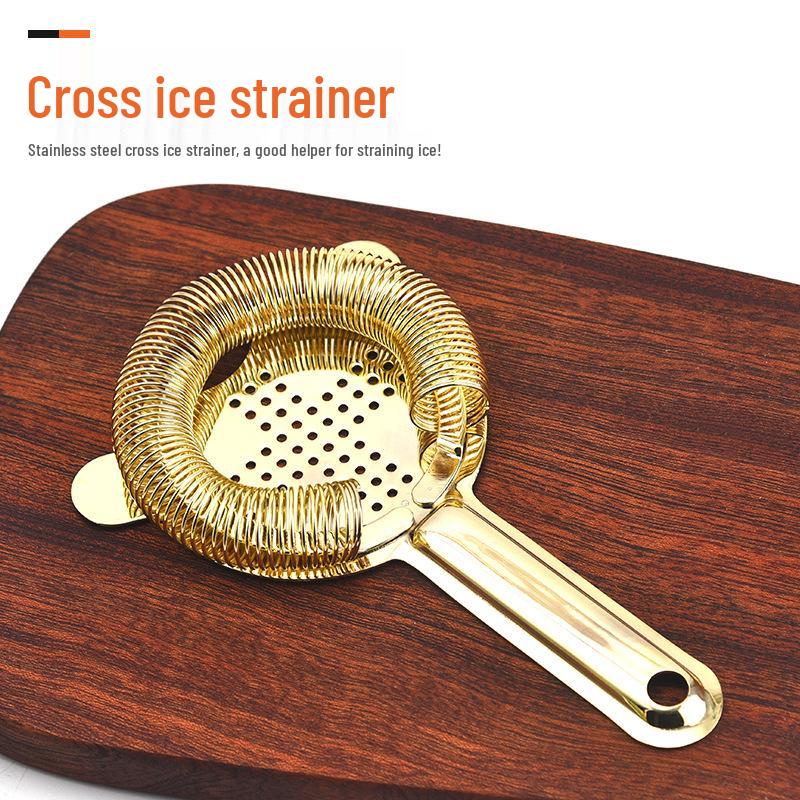 304 Stainless Steel Cross Ice Strainer & Jigger - Cocktail Bartending Tool