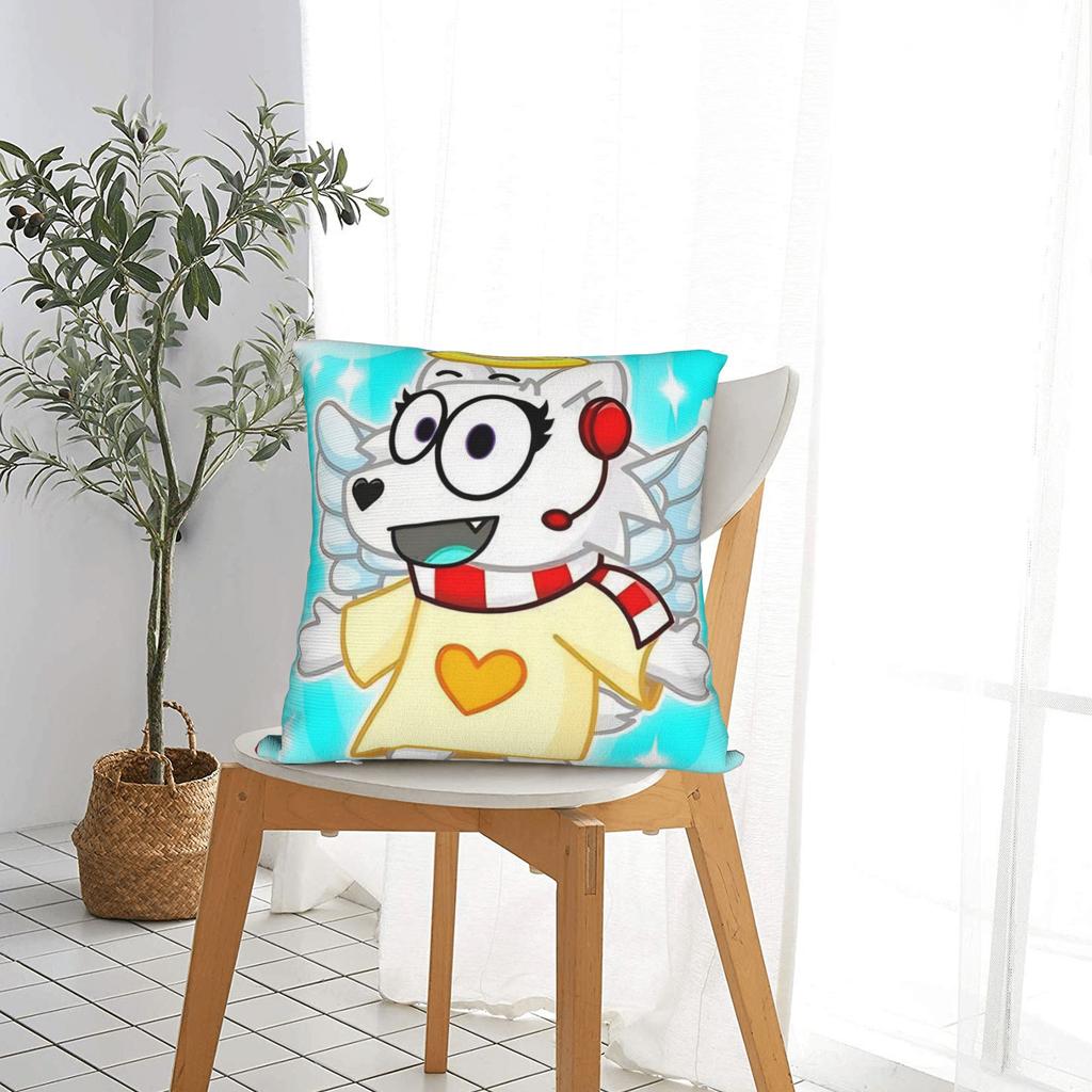Tylers And Snowi Gaming Čtvercový Povlak na Polštář Roztomilý Kreslený Povlak na Polštář Zábavný Zip Dekorativní Povlak na Polštář pro Domov 40x40cm