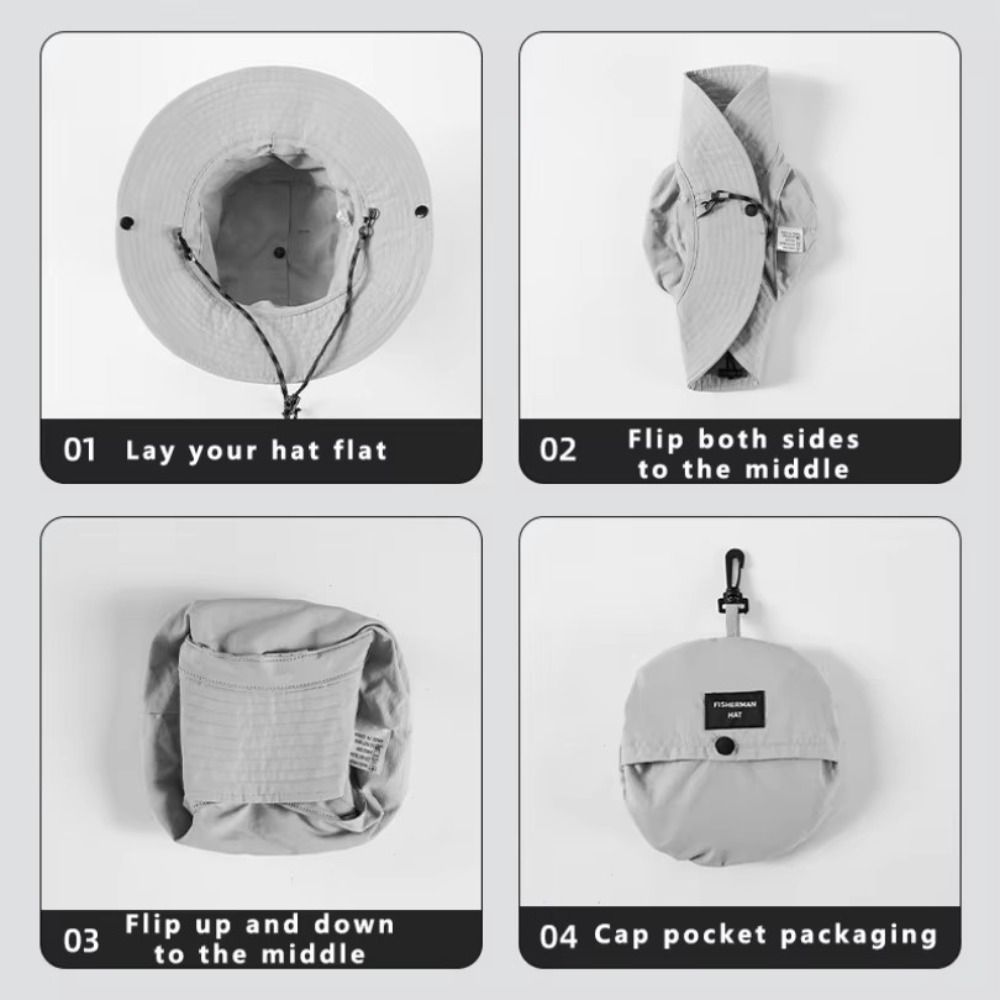 Waterproof Foldable Bucket Hat UPF 50+ Anti-UV Sun Hats Portable Wide Brim Sun Hat  for Men Women