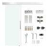 75cm Sliding Door Include Hardware Track System Kit, 8mm Clear Tempered Glass, Handle