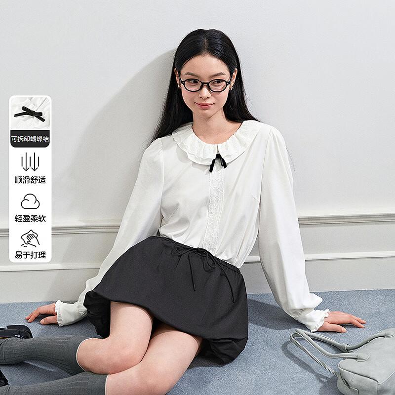 Sweet Double-Layer Peter Pan Collar Long-Sleeve Blouse US 8.5