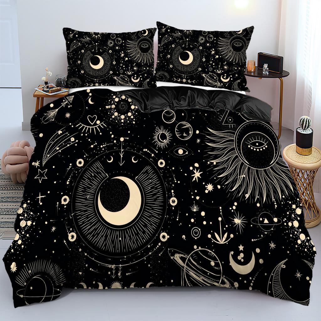 Moon Stars 3D Printed Bedding Cover Pillowcase Elegant Night Sky Star Moon Theme Style Duvet Cover For Teens Adults Quilt Cover