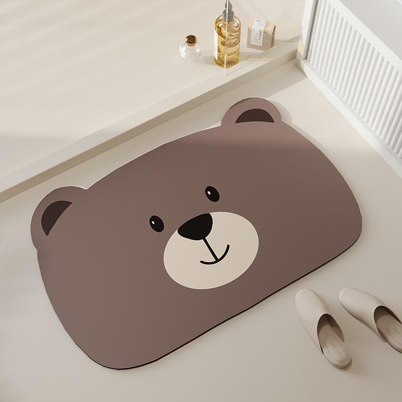 Cartoon Bear Diatom Mud Floor Mat Bathroom Non-Slip Absorbent Foot Mat Household Toilet Quick-Drying Dirt-Resistant Floor Mat