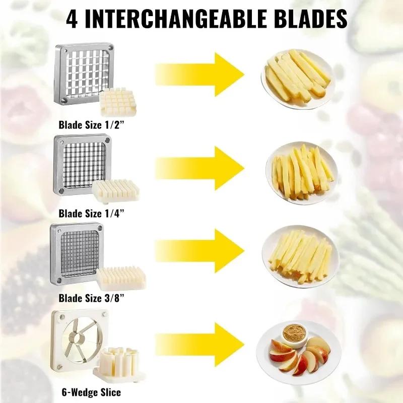 Commercial Vegetable Chopper 4 Replacement Blades,Stainless Steel French Fry Cutter Potato Fruit Slicer for Restaurants/Kitchen