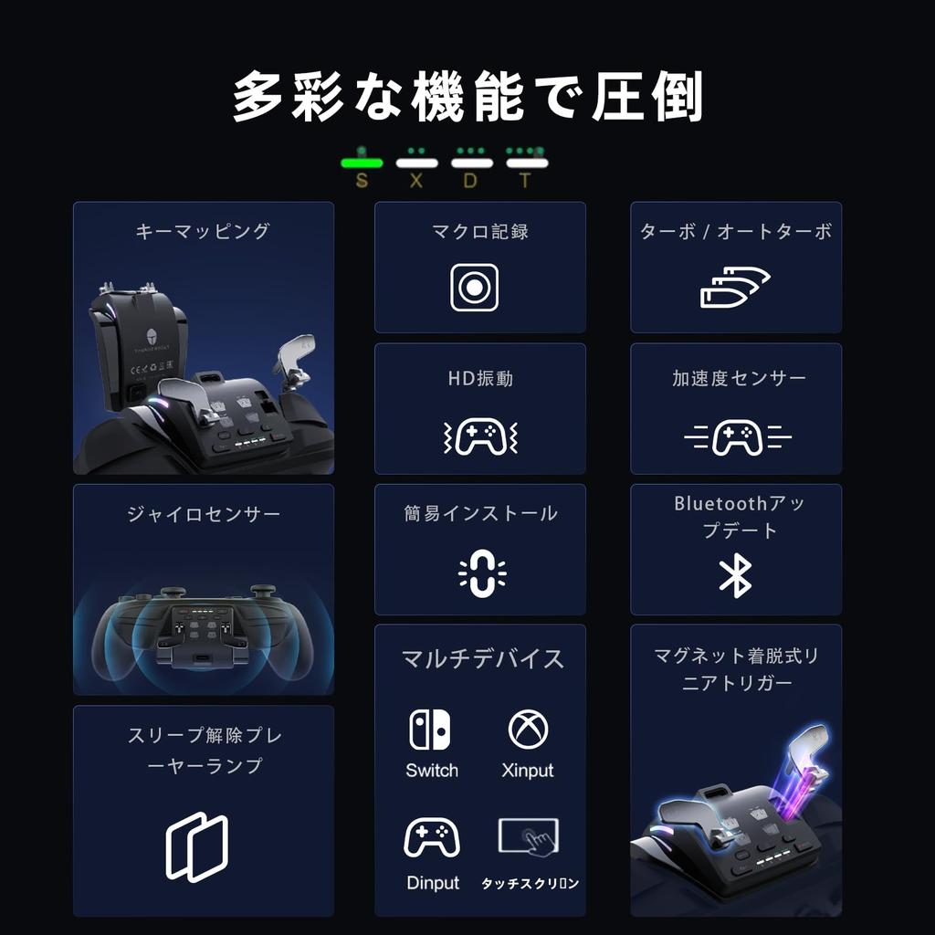 NEOCADE Switch Pro Genuine Switch Pro Controller Expansion Attachment for Switch Pro Magnetic Detachable Linear Rapid Fire Back Macro Auto Key Touch
