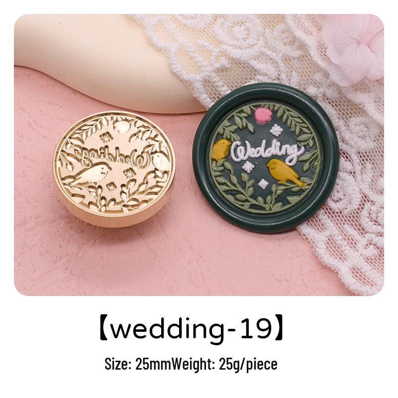 Wedding Series Round Wax Seal Stamp Head - Copper Handmade Letter Sealing