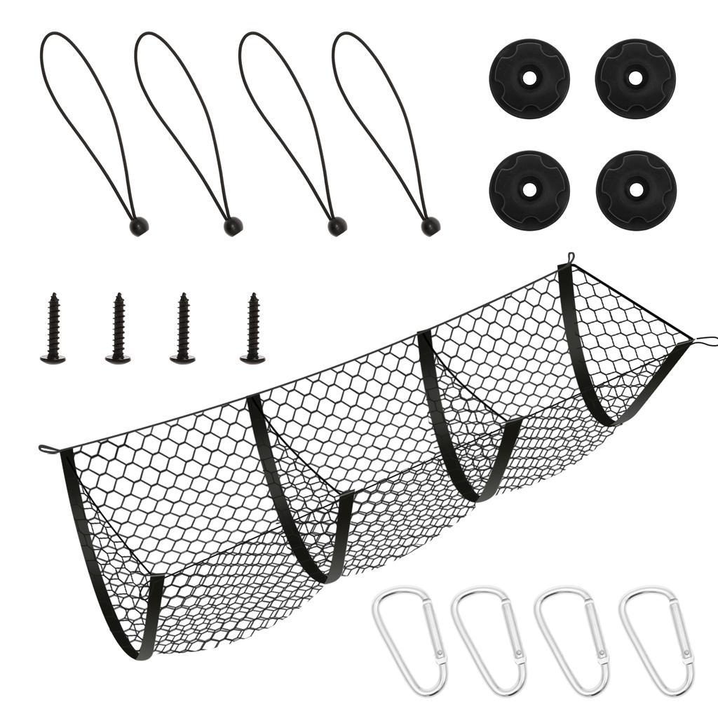 3 Taschen Cargonetz LKW-Ladefläche Hintere Laderaumaufbewahrung Maschennetz mit Elastikband LKW-Zubehör Ladeflächen-Lebensmittelhalter für SUV Auto