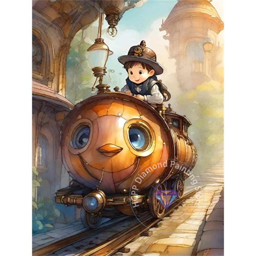 Steampunk Train Diamond Drawing Kit 5D DIY Diamond Embroidery Industrial Punk Handmade Art Exquisite Adult Gift Home Decoration