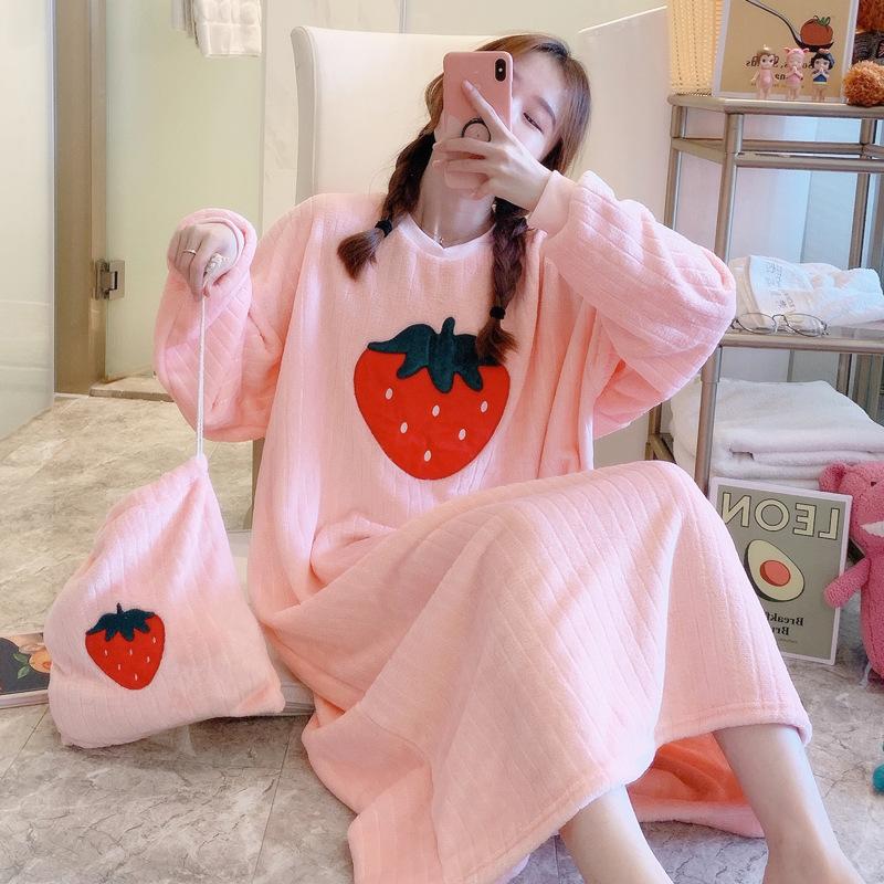 

GMXIA Зимние фланелевые пижамы — это повседневные, свободные, удобные и милые пижамы-длинные платья из кораллового флиса с мультяшным принтом для женщин XXL