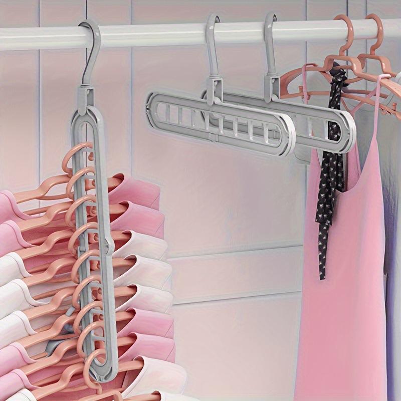 3pcs Plastic 9-Hole Foldable Hangers Heavy Duty Space Saving Clothes Organizer Wardrobe Belt Organizer Hat Scarf Storage YG002
