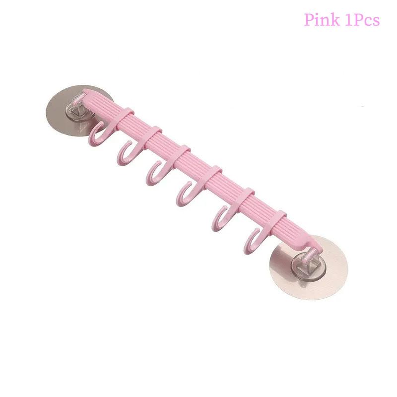 

1 шт. Синій/білий/рожевий гачок типу присоски 6 рядів для кухні, ванної кімнати Кутова підвіска без позначок Гачок для вішалки