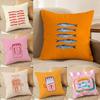 Cute Coastal Charm Sardines Pillow Case Anti-Dustmite Pillowcase Invisible Zipper Silky Short Plush Sofa Cushion Cover