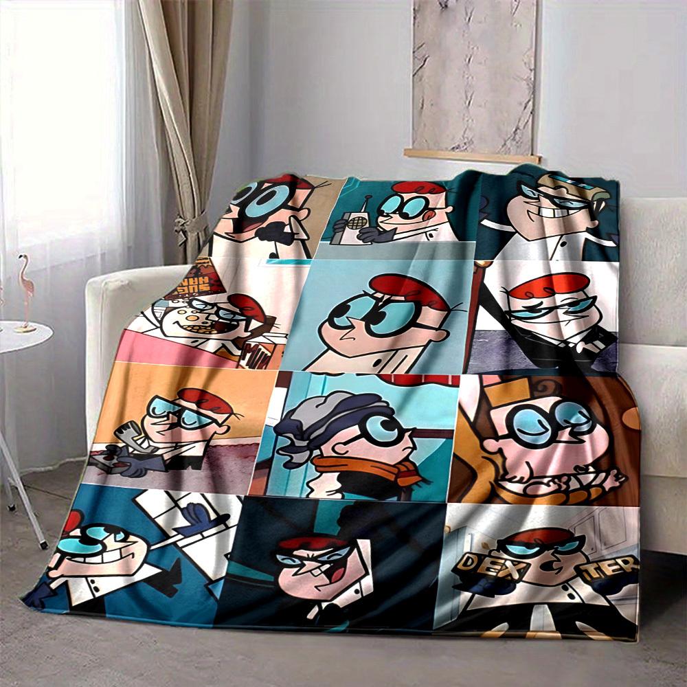 1 Stück Dexter's Labor Gemütliche Print-Decke Leichte Warme Flanell-Kuscheldecke für Sofa, Bett, Wohnzimmer
