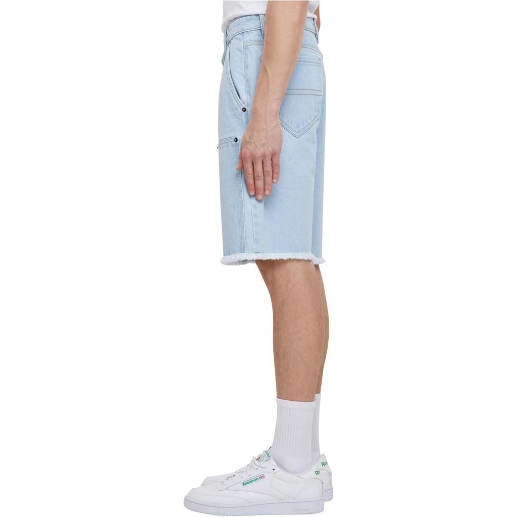 Urban Classics Mens Denim Knee Length Open Edge Shorts