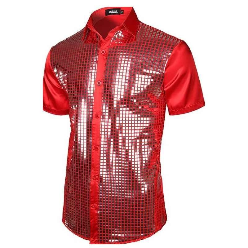 Camisa de Vestir Retro Disco de los 70 para Hombre con Tejido de Poliéster para Cosplay y Ropa de Fiesta