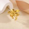 Stainless Steel Gold-plated Geometric Star Flower Ring High-end Sense Niche Ring Titanium Steel Hand Jewelry Women