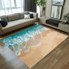 Teppichboden Teppichmatte rutschfest waschbar mit lebensechtem Meereswellen-Druck für Küsten-Strand-Hausdekoration in Blau Weiß