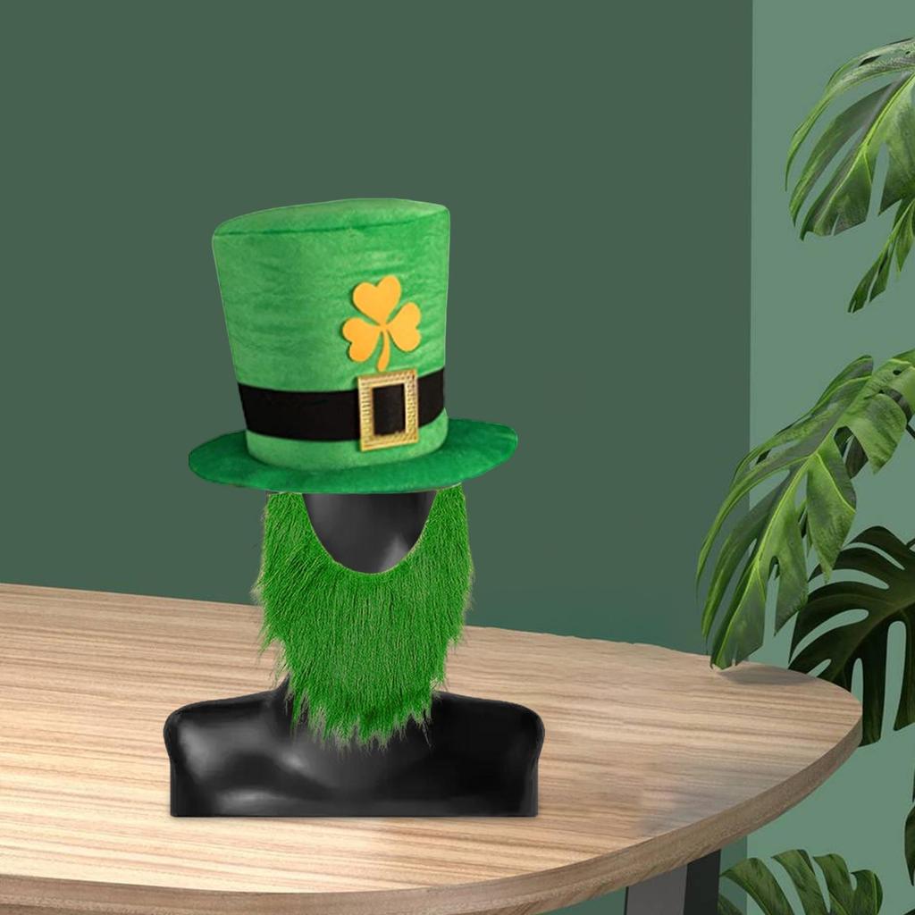 2pcs Green Hat Leprechaun Top Hat And Beard Unique Party Supply For Special Occasions Costume Parties . Birthdays