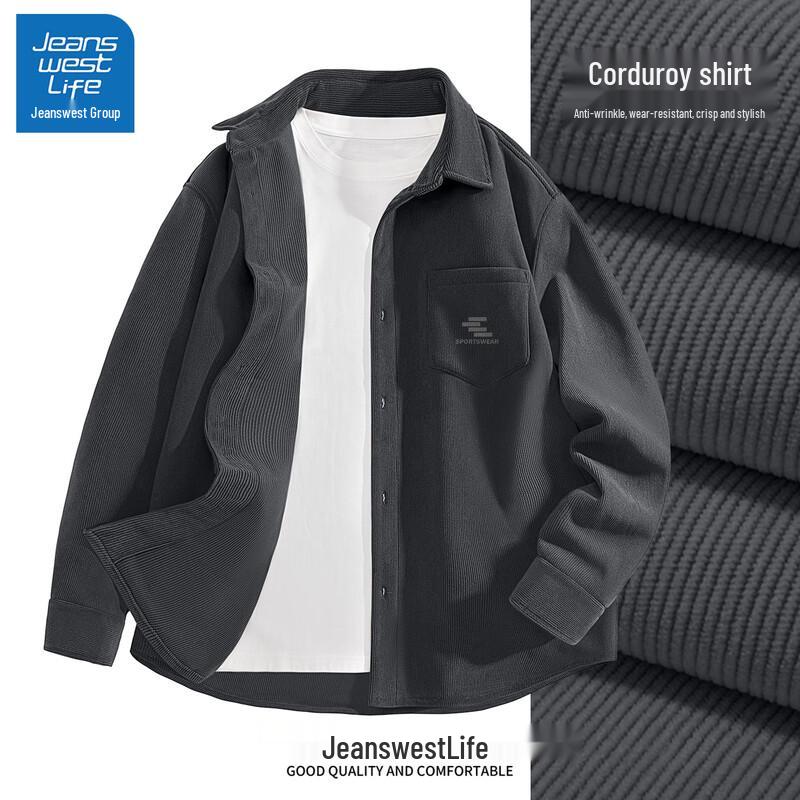 Мужская вельветовая рубашка-куртка с длинным рукавом L