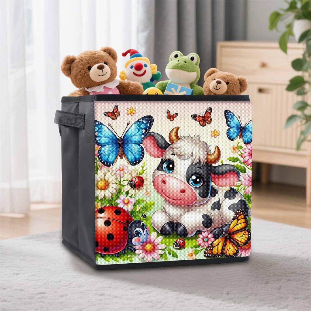 Cows and Butterflies 5D Diamond Painting Storage Basket Full Round Drill Mosaic Diamond Embroidery Cross Stitch Kits Home Decor Home Decor