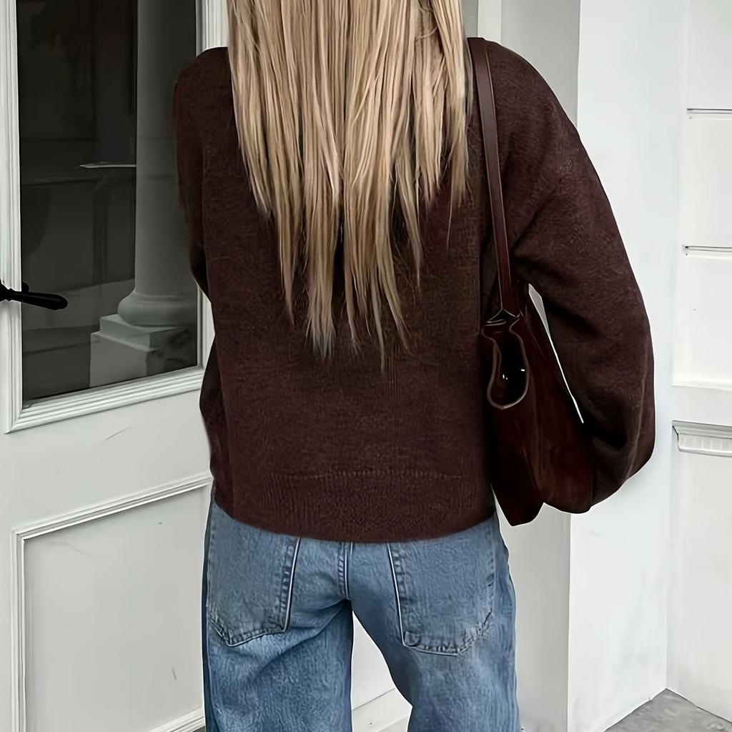 Europe and the United States popular solid color loose round neck knitted cardigan single-breasted daily wear jacket platform supply chain