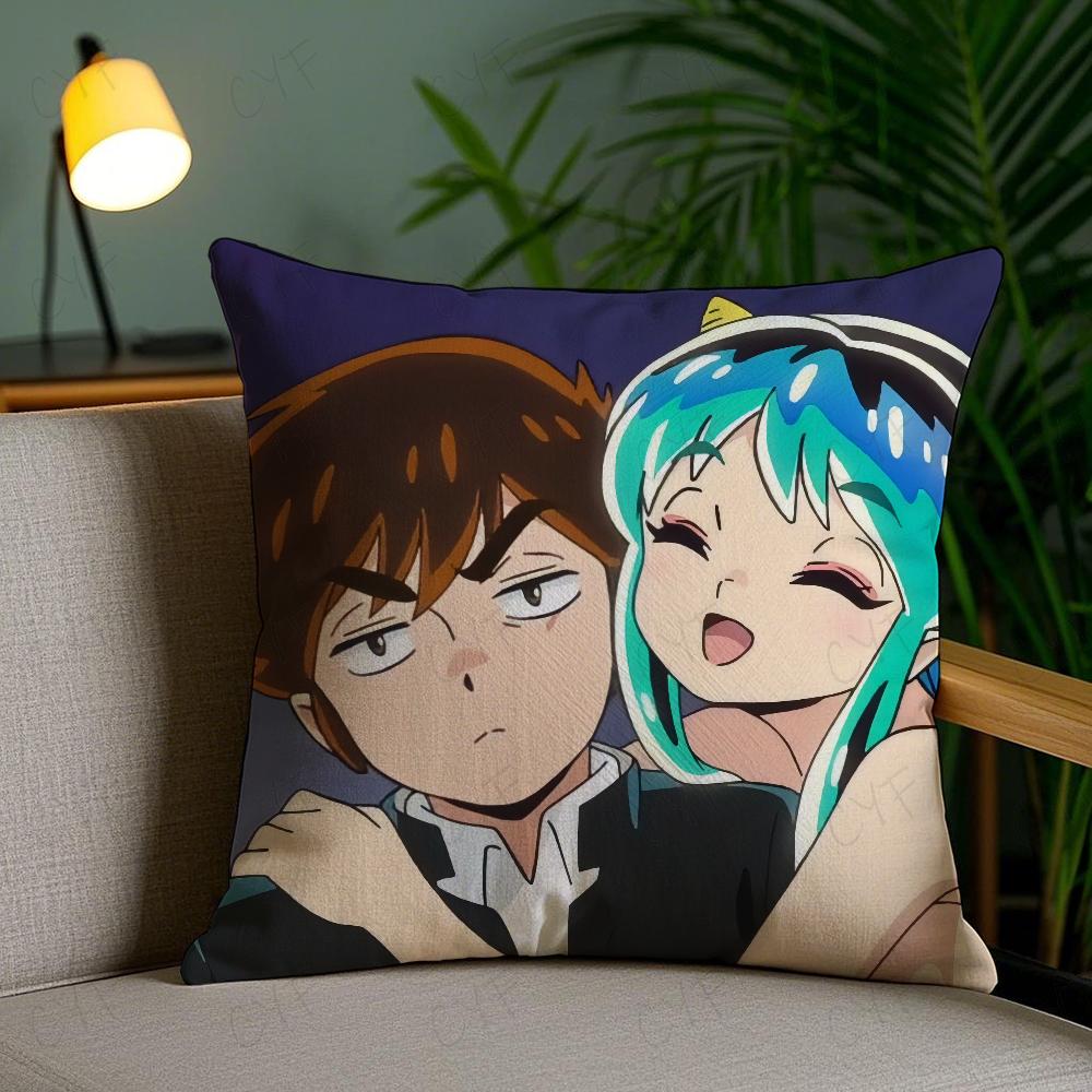 Urusei Yatsura Anime Game Pillow Case Anti-Dustmite Pillowcase Invisible Zipper Silky Short Plush Sofa Cushion Cover
