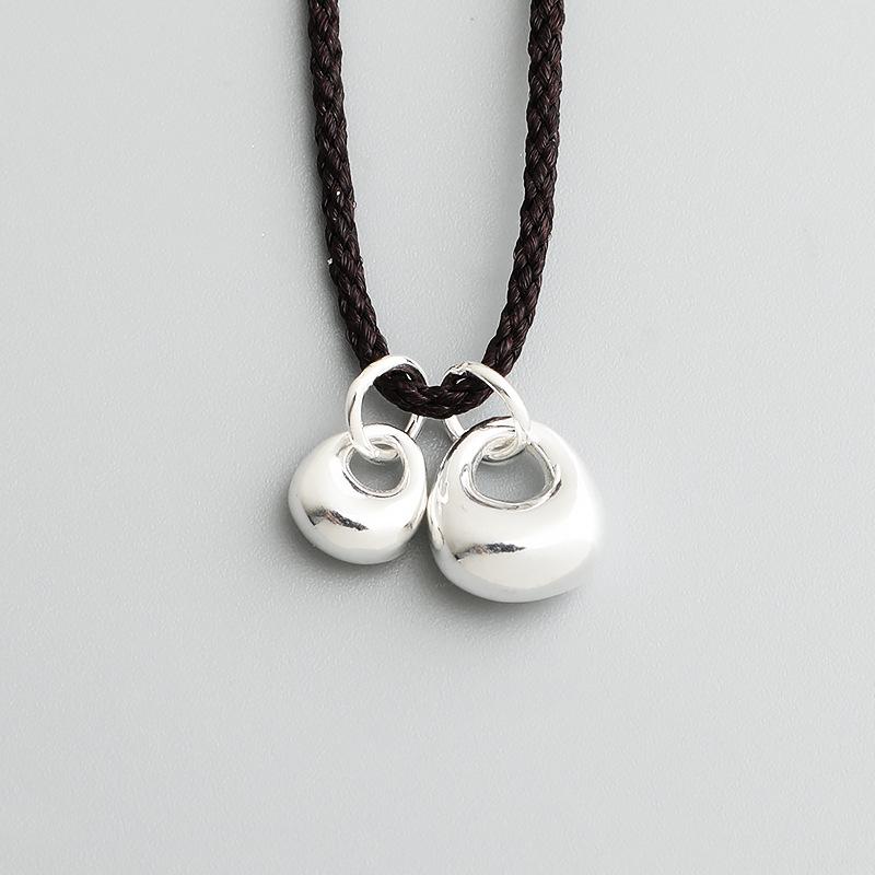 S925 Sterling Silver Pendant DIY Beaded Rope Bracelet Necklace Jewelry Accessory