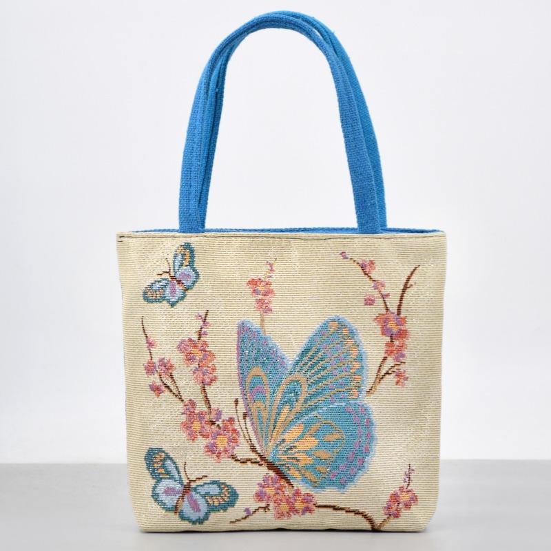 

Сумка из холста с вышивкой в этническом стиле, художественная мода, сумка «Ручная работа», сумка для ланча, сумка «Бенто»