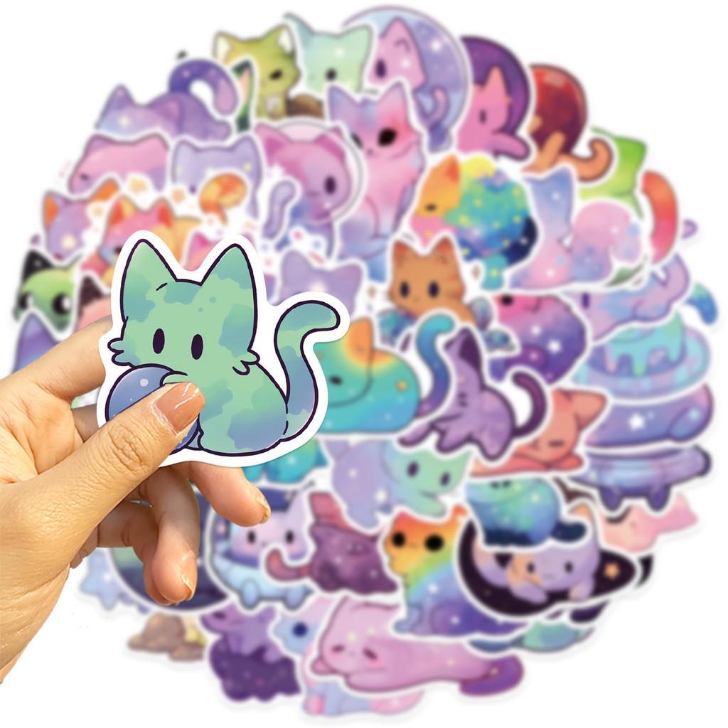 Colorful Starry Sky Cat Graffiti Stickers Decor For Guitar Notebook Luggage Diy Waterproof Decals Wholesale