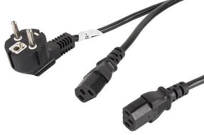 Y Lanberg Power Cable CEE 7/7 -> 2x IEC 320 C13 (2 Power Supplies) 1.8m Black