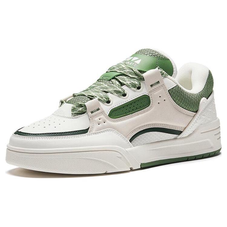 New Anta AOJIE Slip Resistant Cushioning Low Top Skateboard Shoes Men's White Green 112338040S-2