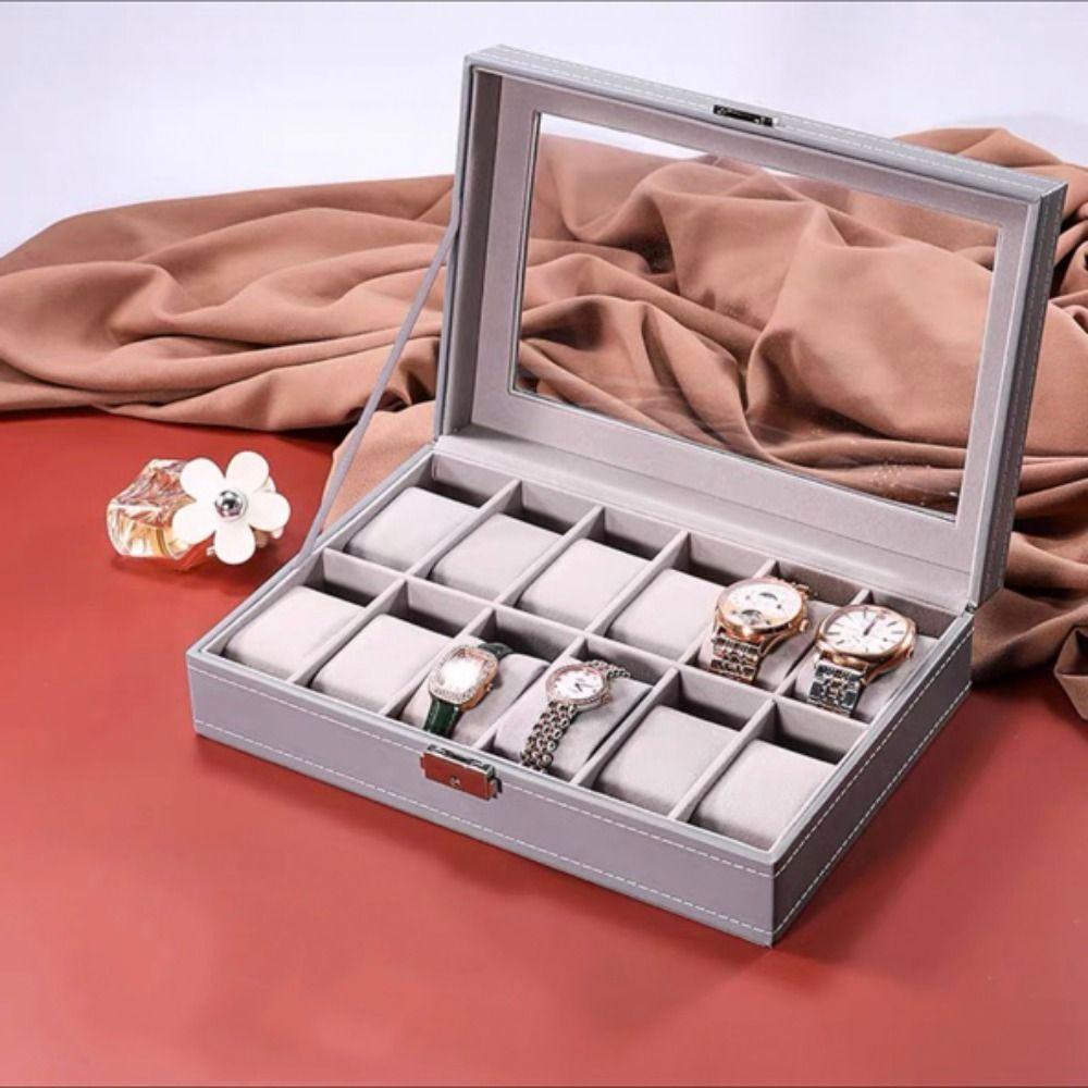 

Wood Watch Storage Organizer Grey Jewelry Packing Box Portable Watch Box Collection hold 10pcs