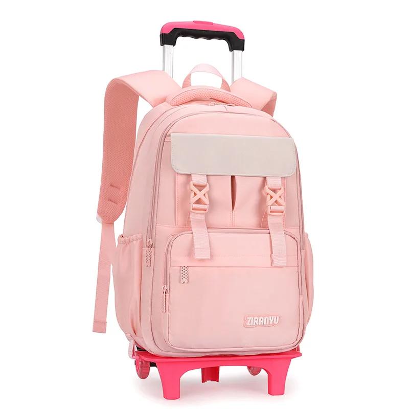 Zaino per Bambini e Ragazze Borsa da Scuola con Ruote Zaino Trolley Carino Zaino Scolastico Zaino con Ruote Portadocumenti