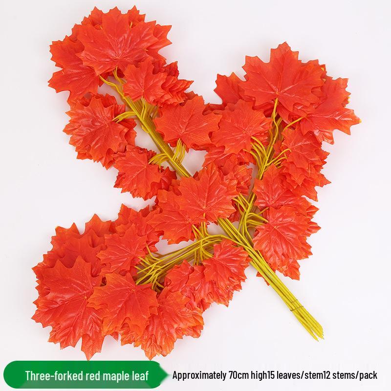 Artificial Red Maple Leaf Branch for Decoration and Landscaping