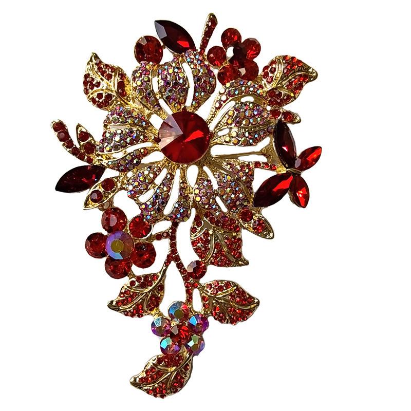 Shining Colorful Crystal Rose Flower Brooch Girls Party Clothing Pin Ladies Wedding Accessory