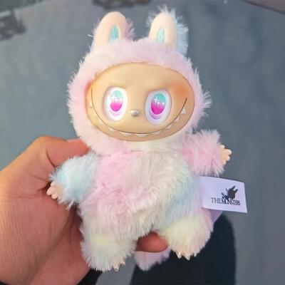 Zimomo Rainbow Colors Labubu Anime Figure Plush Dolls Vinyl Pendant Doll Backpack Pendant Decoration Plush Kids Gift Replicas