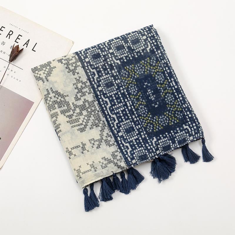 Návrhář Značka Ženy Šála Klasický potisk Dáma Šály Bavlna Měkké Oversize Hidžáby Krk Čelenka Tassel Foulard