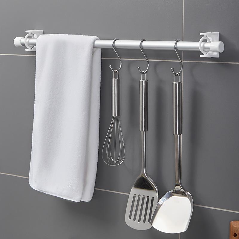 Rotatable Adhesive Towel Bar & Circular Curtain Rod Holder